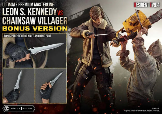 Resident Evil 4 Ultimate Premium Masterline Series Statue 1/4 Leon S. Kennedy vs. Chainsaw Villager Bonus Ver. 76 cm - Smalltinytoystore
