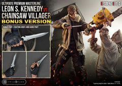 Resident Evil 4 Ultimate Premium Masterline Series Statue 1/4 Leon S. Kennedy vs. Chainsaw Villager Bonus Ver. 76 cm - Smalltinytoystore