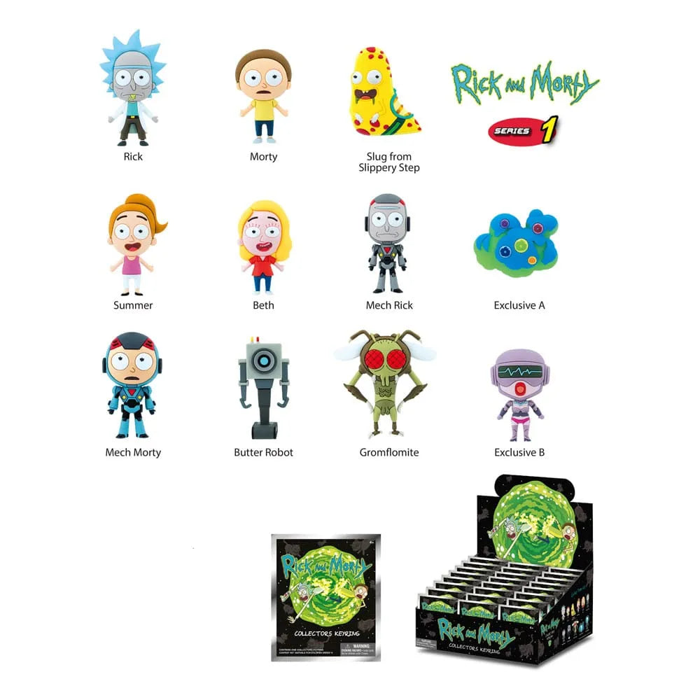 Rick and Morty 3D PVC-Taschenanhänger Series 1 Display (24) - Smalltinytoystore