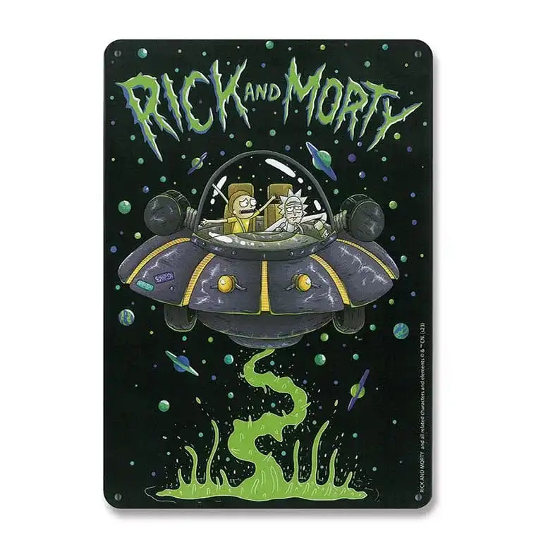 Rick & Morty Blechschild Spaceship 15 x 21 cm - Smalltinytoystore