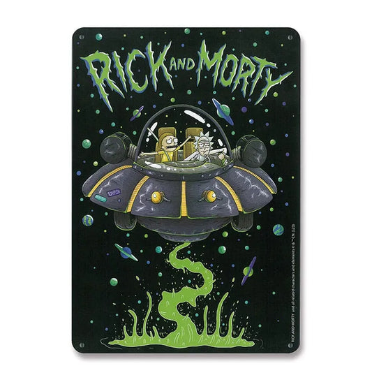 Rick & Morty Blechschild Spaceship 15 x 21 cm - Smalltinytoystore