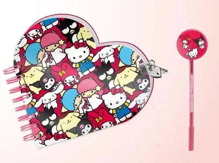 Sanrio Heart Diary & Pen Geschenk-Set Hello Kitty Friends Multicolour