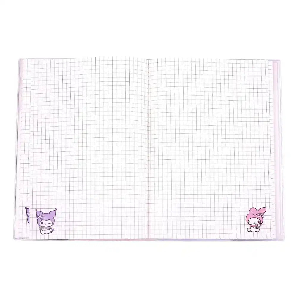 Sanrio Notizbuch Kuromi & My Melody Pastel Flower Holographic Checkered