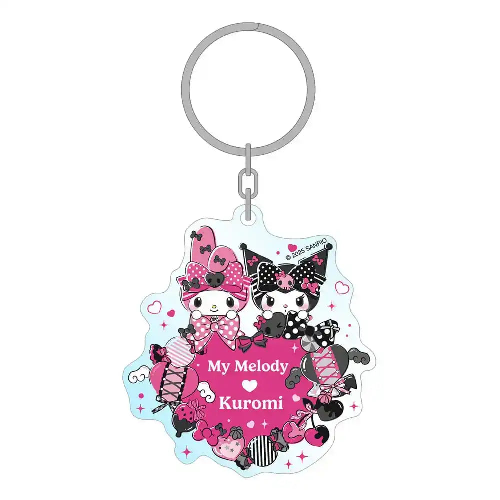 Sanrio Pink Black Party Series Acryl Schlüsselanhänger My Melody & Kuromi 7 cm