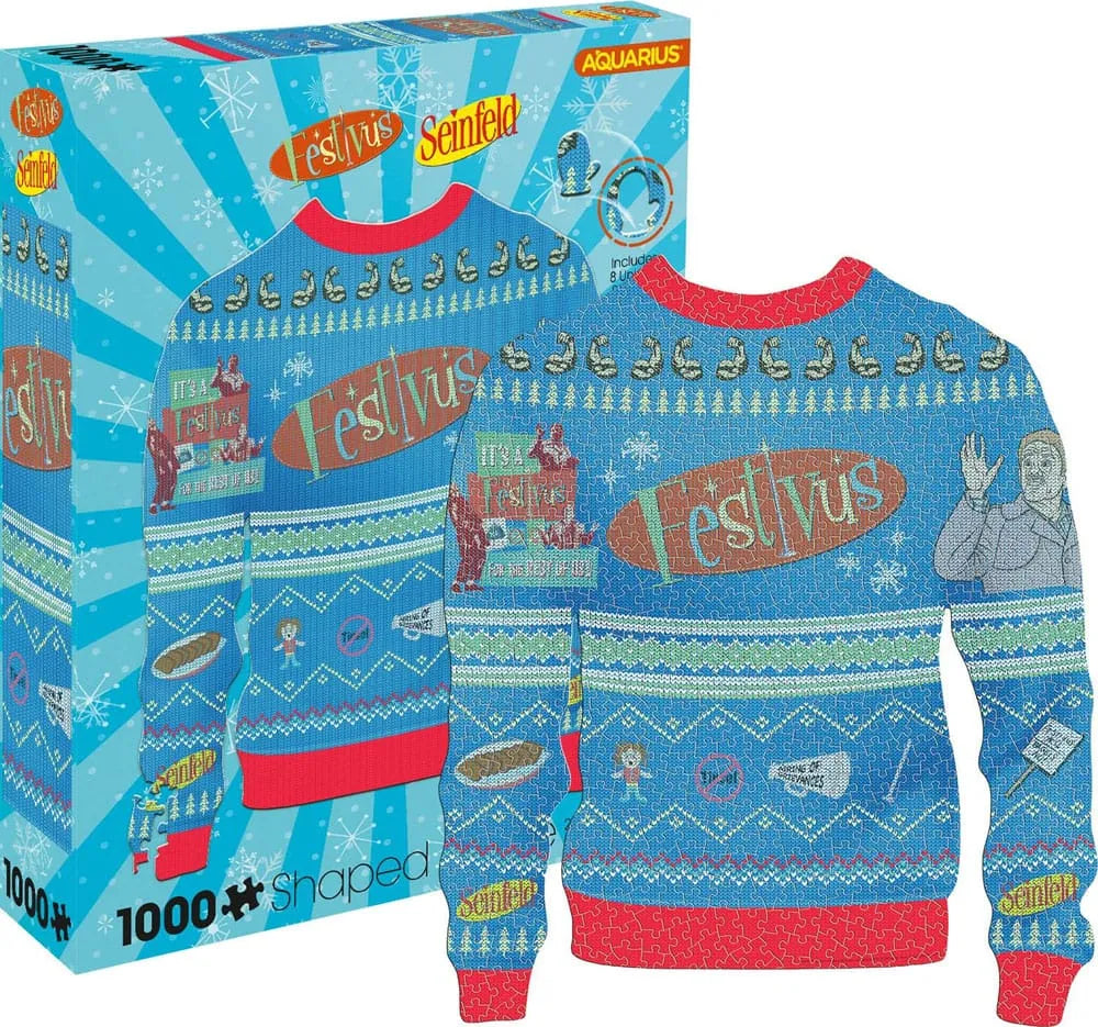 Seinfeld: Festivus Ugly Christmas Sweater Shaped 1000 Piece Jigsaw Puzzle - Smalltinytoystore