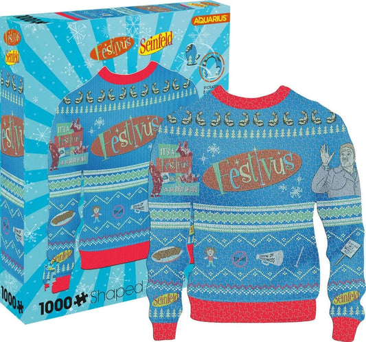 Seinfeld: Festivus Ugly Christmas Sweater Shaped 1000 Piece Jigsaw Puzzle - Smalltinytoystore