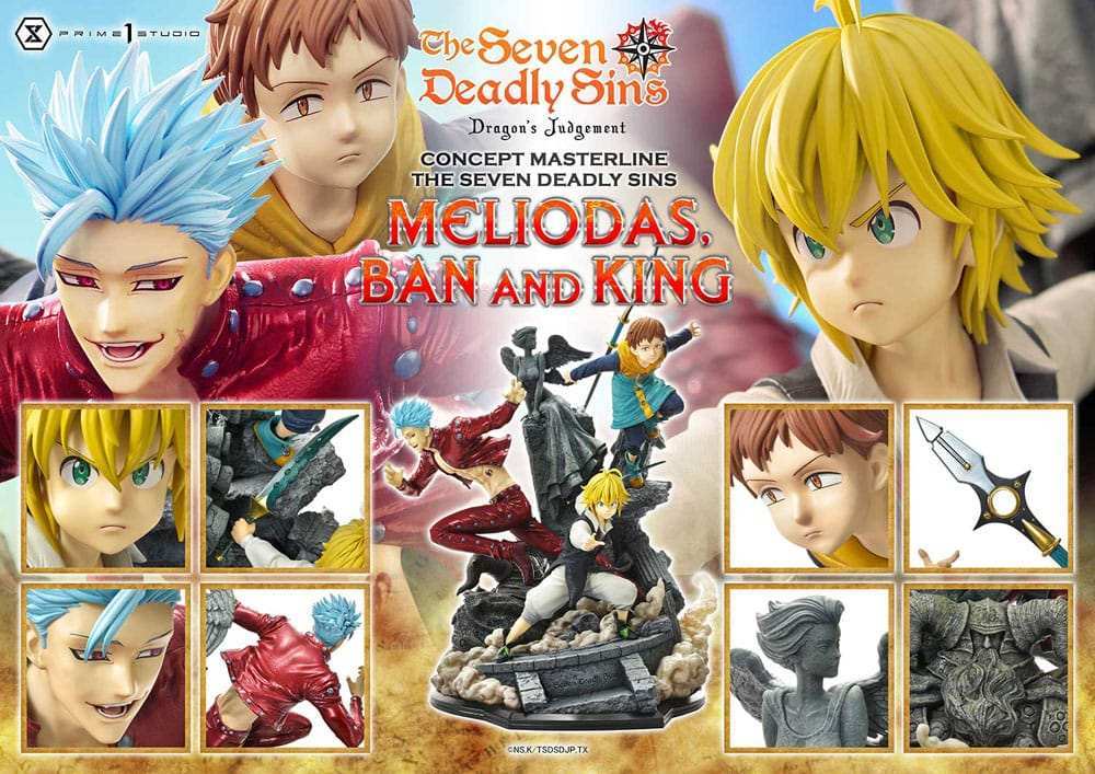 Seven Deadly Sins Concept Masterline Series Statue Meliodas, Ban and King 55 cm - Smalltinytoystore