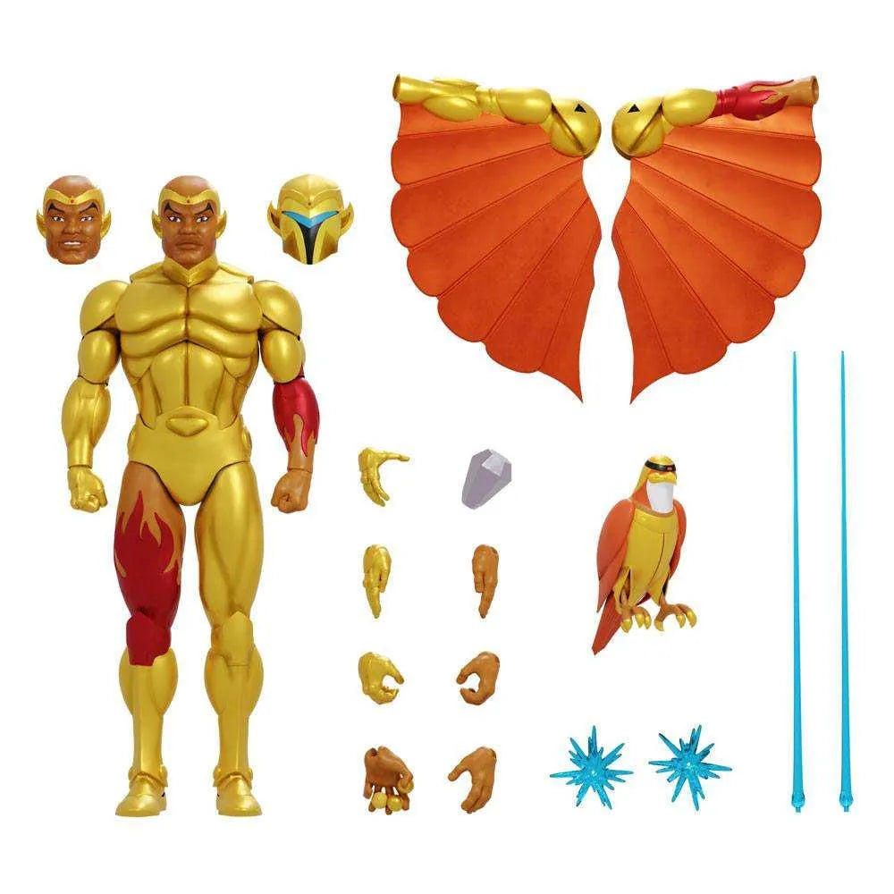 Silverhawks Ultimates Hotwing Actionfigur mit Zubehör, Ersatzköpfen, Flügeln und Vogel bei Smalltinytoystore