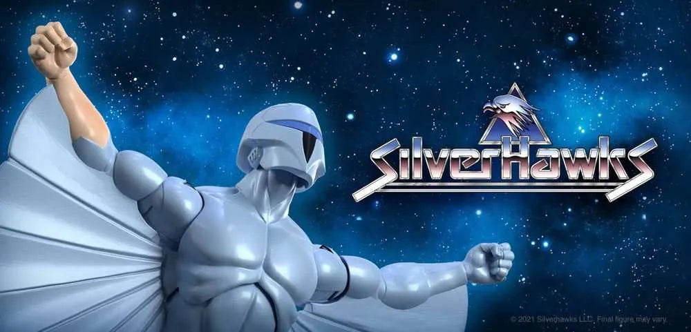 Silverhawks Steelheart Actionfigur vor Weltraum-Hintergrund bei Smalltinytoystore