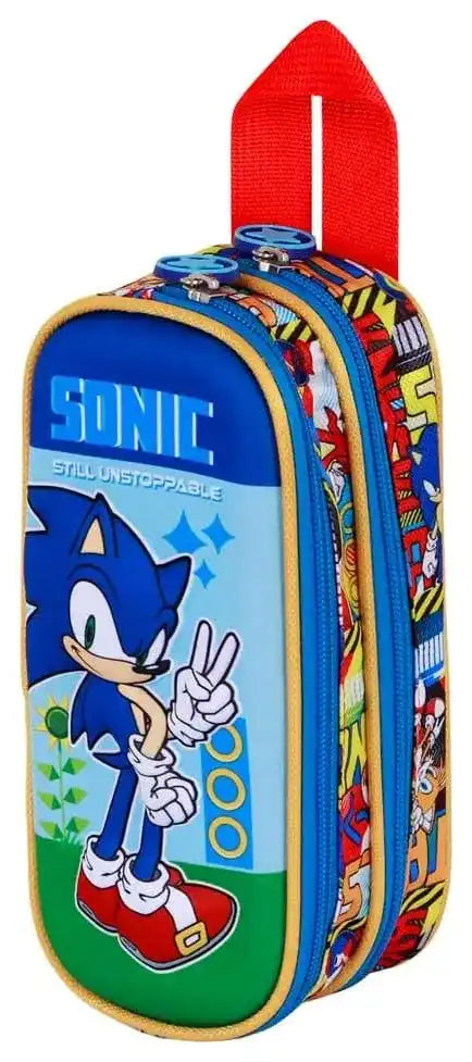 Sonic - The Hedgehog 3D Double Federmäppchen SEGA Unstoppable Blue