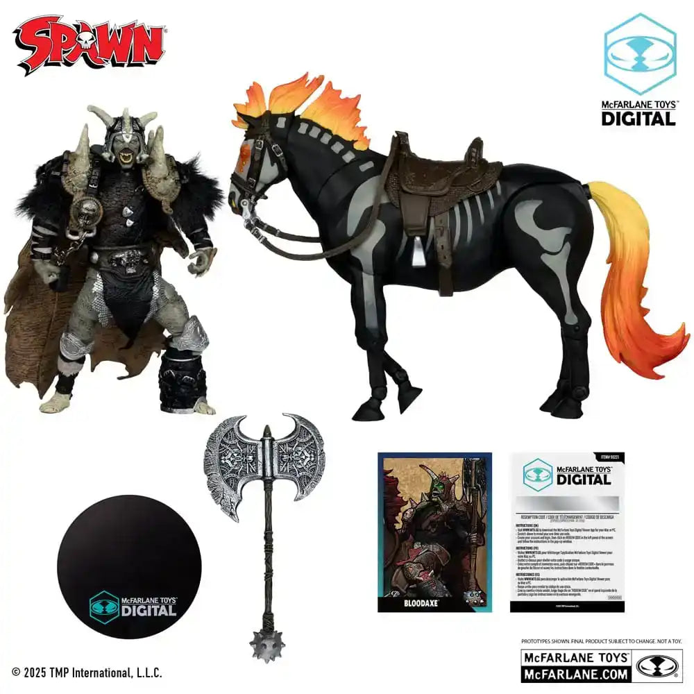 Spawn Actionfigur Bloodaxe mit Pferd (Spawn: The Dark Ages) (McFarlane Toys 30th Anniversary) (Gold Label) 18 cm - Smalltinytoystore
