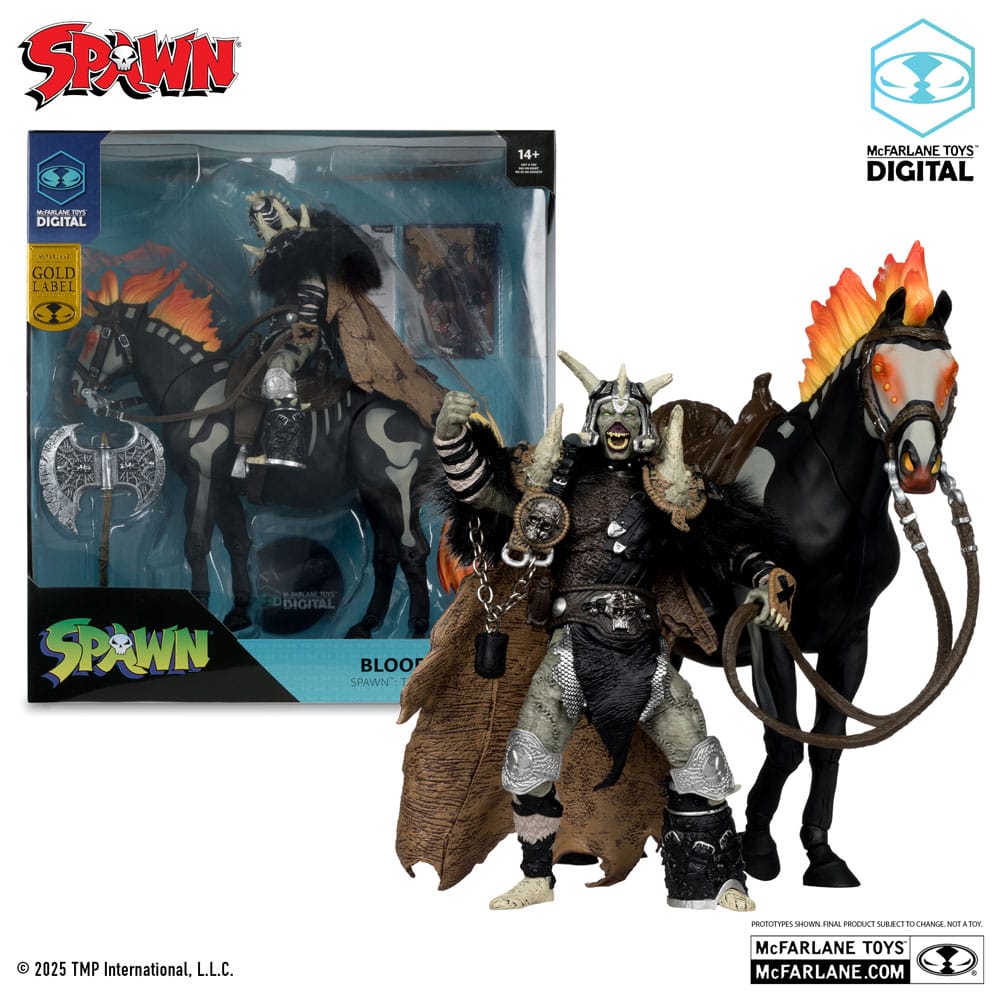 Spawn Actionfigur Bloodaxe mit Pferd (Spawn: The Dark Ages) (McFarlane Toys 30th Anniversary) (Gold Label) 18 cm - Smalltinytoystore
