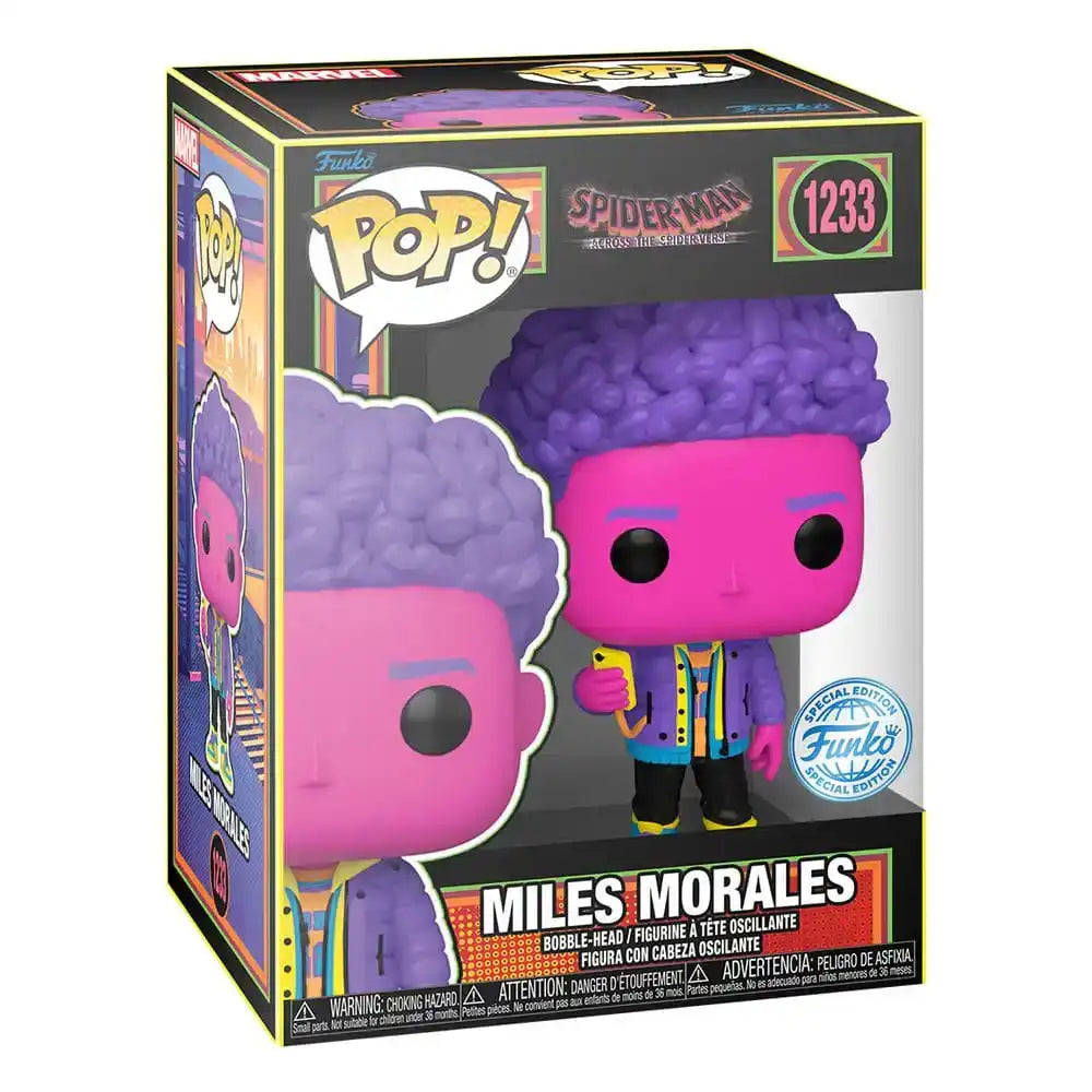 Spider-Man: Across the Spider-Verse POP! Marvel Vinyl Figur Miles Morales(BLKLT) Exclusive Edition 9 cm - Smalltinytoystore