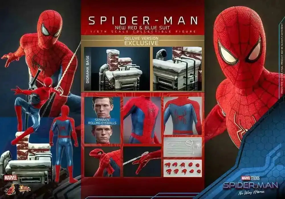 Spider-Man No Way Home Movie Masterpiece 1/6 Spider-Man (New Red and Blue Suit) (Deluxe Version) 28 cm HOT TOYS - Smalltinytoystore