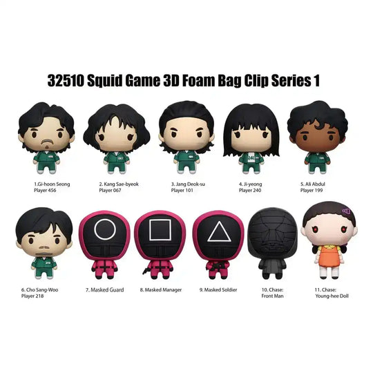 Squid Game 3D PVC-Taschenanhänger Series 1 Display (24) - Smalltinytoystore