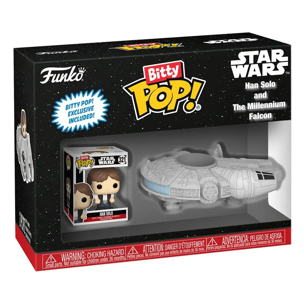 Star Wars Bitty POP! Rides Vinyl Figur Display Han Solo w/Millenium Falcon 2,5 cm - Smalltinytoystore