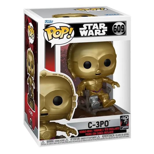 Star Wars Return of the Jedi 40th Anniversary POP! Vinyl Figur C3P0 in chair 9 cm - Smalltinytoystore
