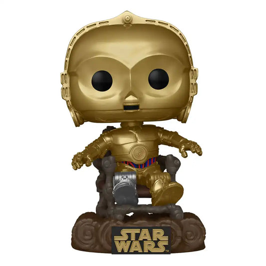 Star Wars Return of the Jedi 40th Anniversary POP! Vinyl Figur C3P0 in chair 9 cm - Smalltinytoystore
