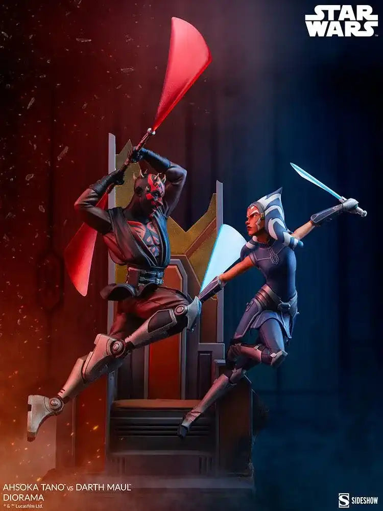 Star Wars: The Clone Wars Diorama Ahsoka Tano vs Darth Maul 51 cm - Smalltinytoystore
