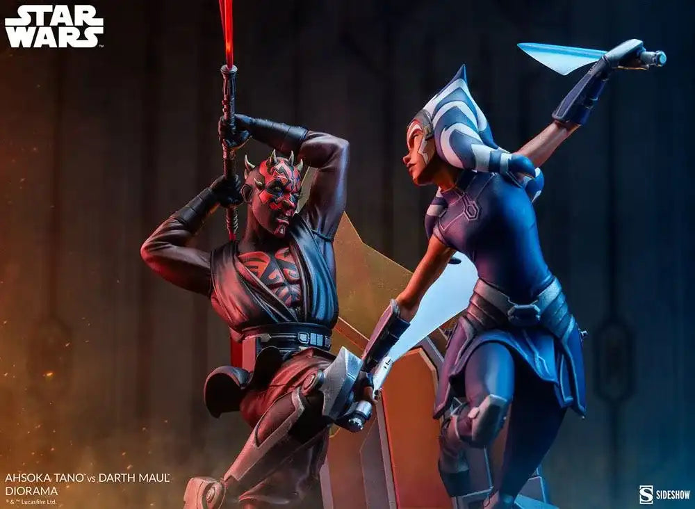 Star Wars: The Clone Wars Diorama Ahsoka Tano vs Darth Maul 51 cm - Smalltinytoystore