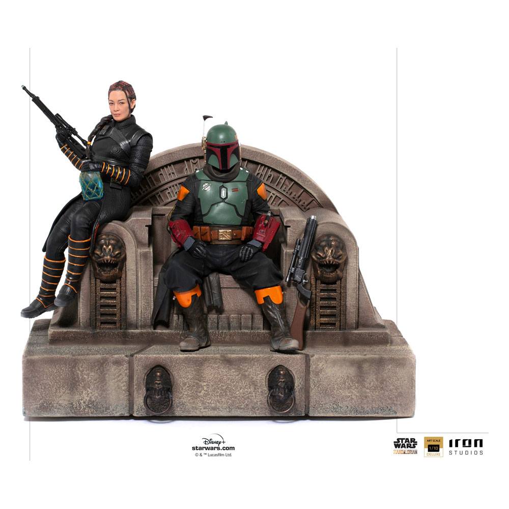 Star Wars The Mandalorian Deluxe Art Scale Statue 1/10 Boba Fett & Fennec on Throne 23 cm - Smalltinytoystore