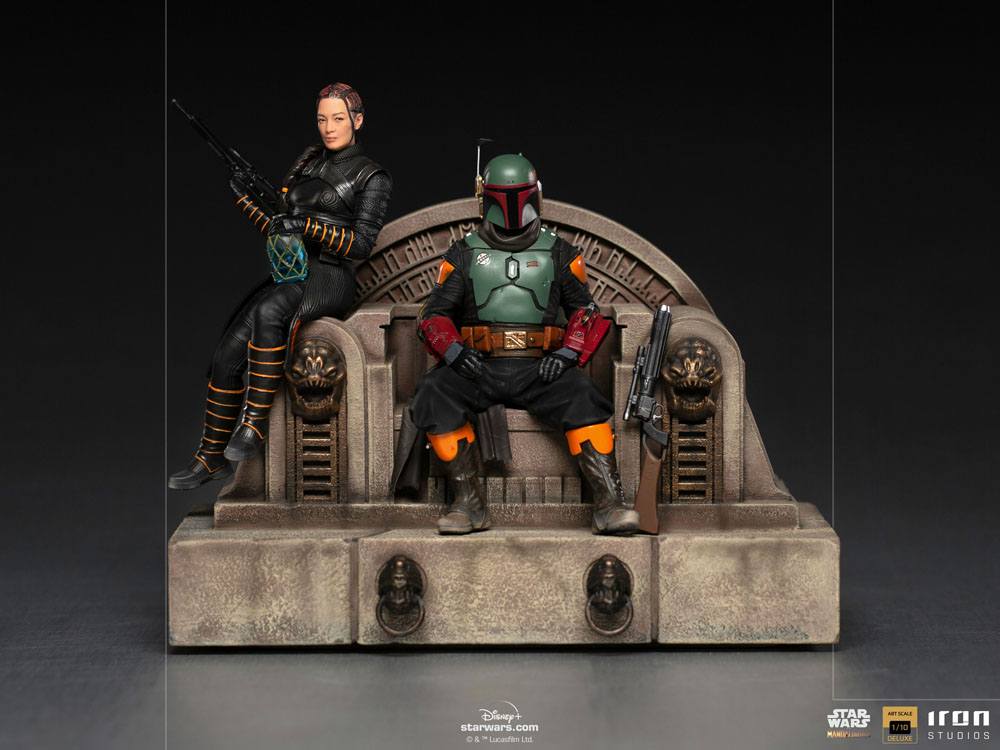 Star Wars The Mandalorian Deluxe Art Scale Statue 1/10 Boba Fett & Fennec on Throne 23 cm - Smalltinytoystore