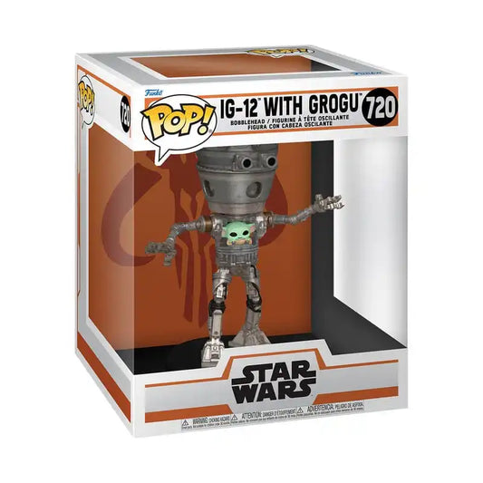 Star Wars: The Mandalorian POP! Deluxe Vinyl Bobblehead Figur IG-12 with Grogu 17 cm - Smalltinytoystore