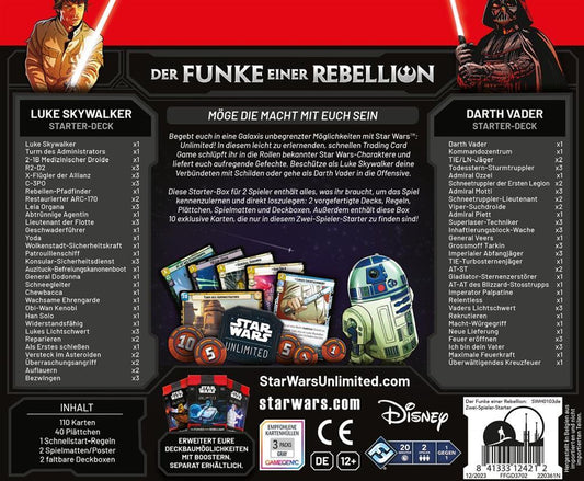 Star Wars Unlimited Der Funke einer Rebellion Zwei-Spieler-Starter DE - Smalltinytoystore