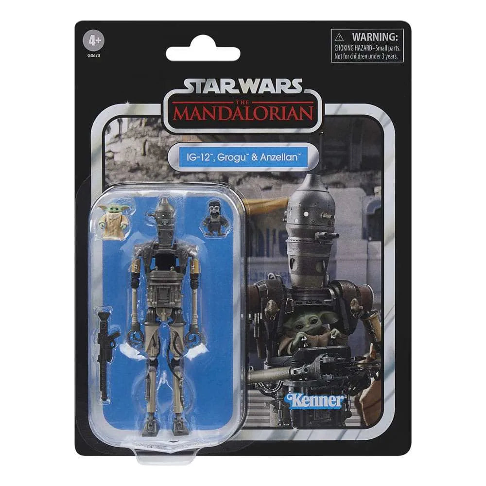 Star Wars Vintage Collection The Mandalorian 3er-Pack IG-12, Grogu & Anzellan 10 cm - Smalltinytoystore
