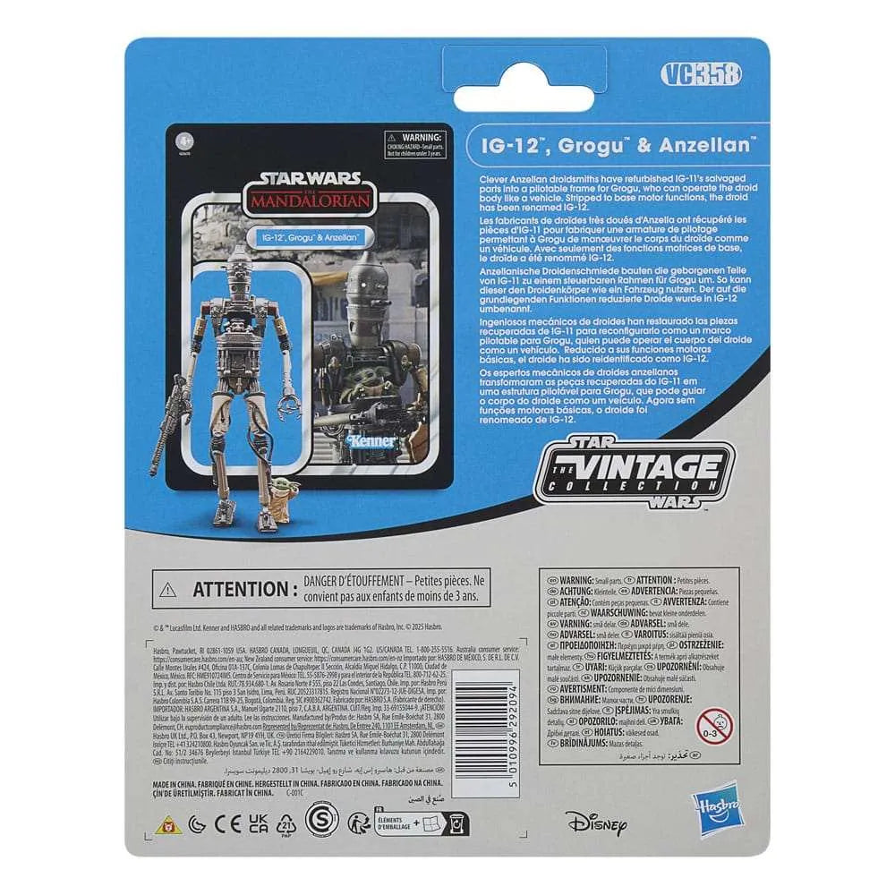 Star Wars Vintage Collection The Mandalorian 3er-Pack IG-12, Grogu & Anzellan 10 cm - Smalltinytoystore
