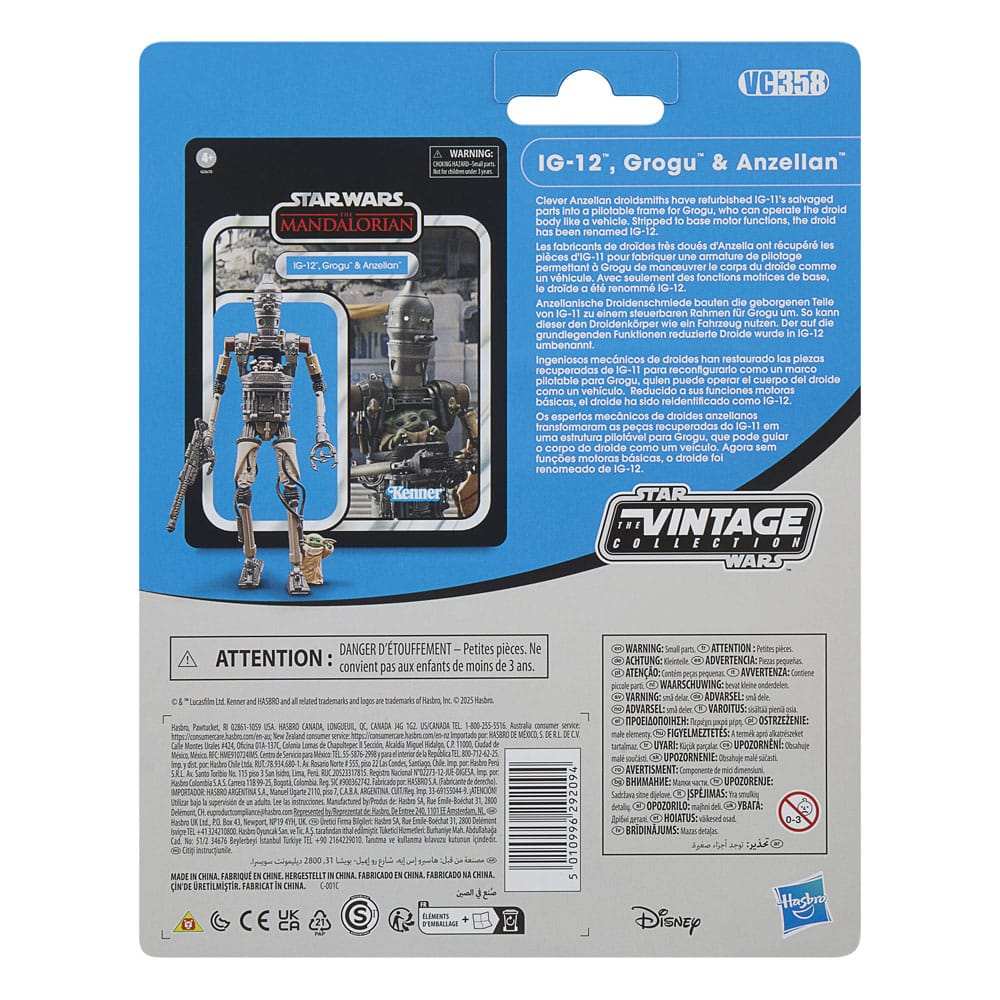 Star Wars Vintage Collection The Mandalorian 3er-Pack IG-12, Grogu & Anzellan 10 cm - Smalltinytoystore