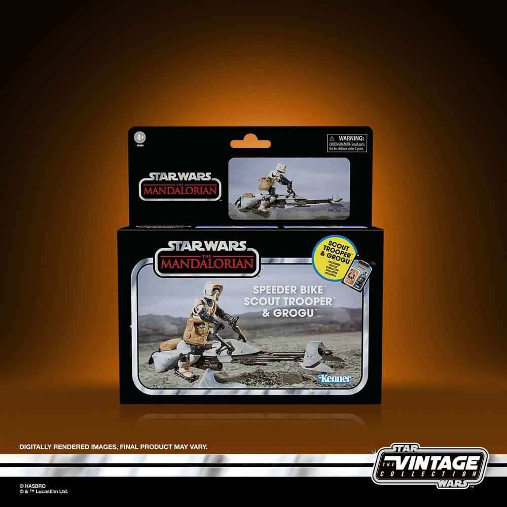 Star Wars Vintage Collection The Mandalorian Fahrzeug mit Figuren Speeder Bike with Scout Trooper & Grogu - Smalltinytoystore