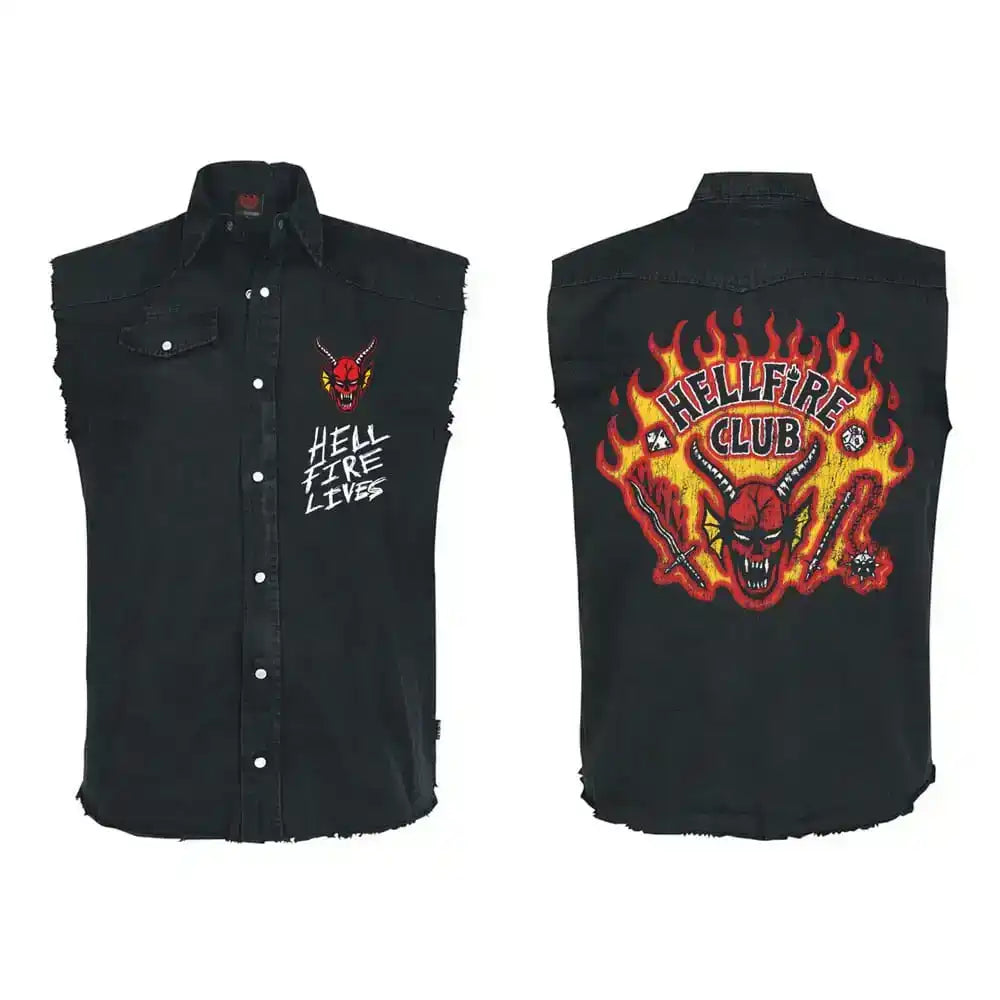 Stranger Things Work Shirt Hellfire Distressed  Größe M