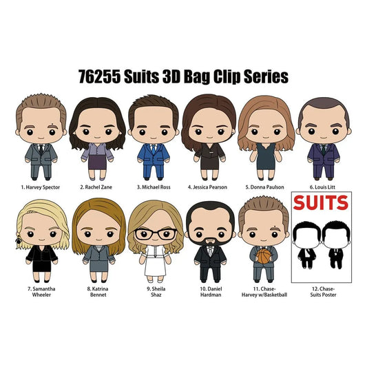 Suits 3D PVC-Taschenanhänger Series 1 Display (24) - Smalltinytoystore