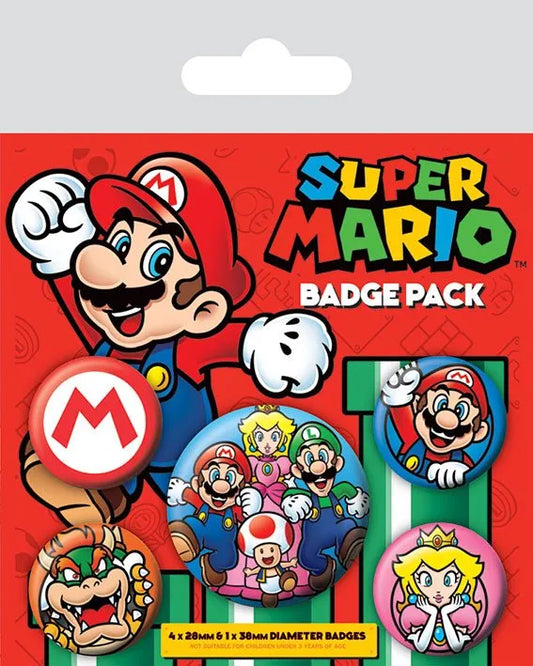 Super Mario Ansteck-Buttons 5er-Pack - Smalltinytoystore
