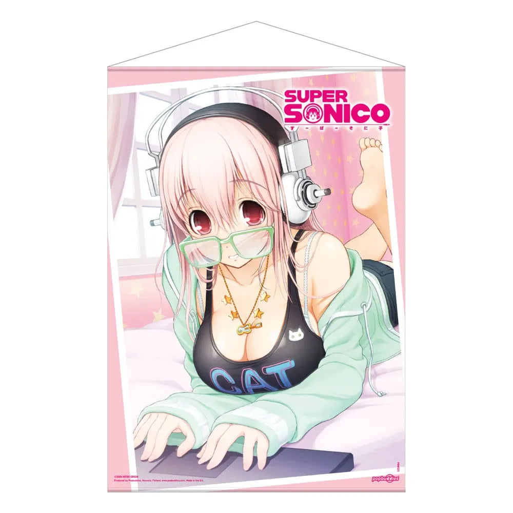 Super Sonico Wandrolle Super Sonico on her Laptop 50 x 70 cm - Smalltinytoystore