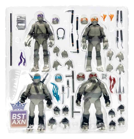 Teenage Mutant Ninja Turtles BST AXN 4er-Pack Black&White (IDW Comics) 13 cm - Smalltinytoystore