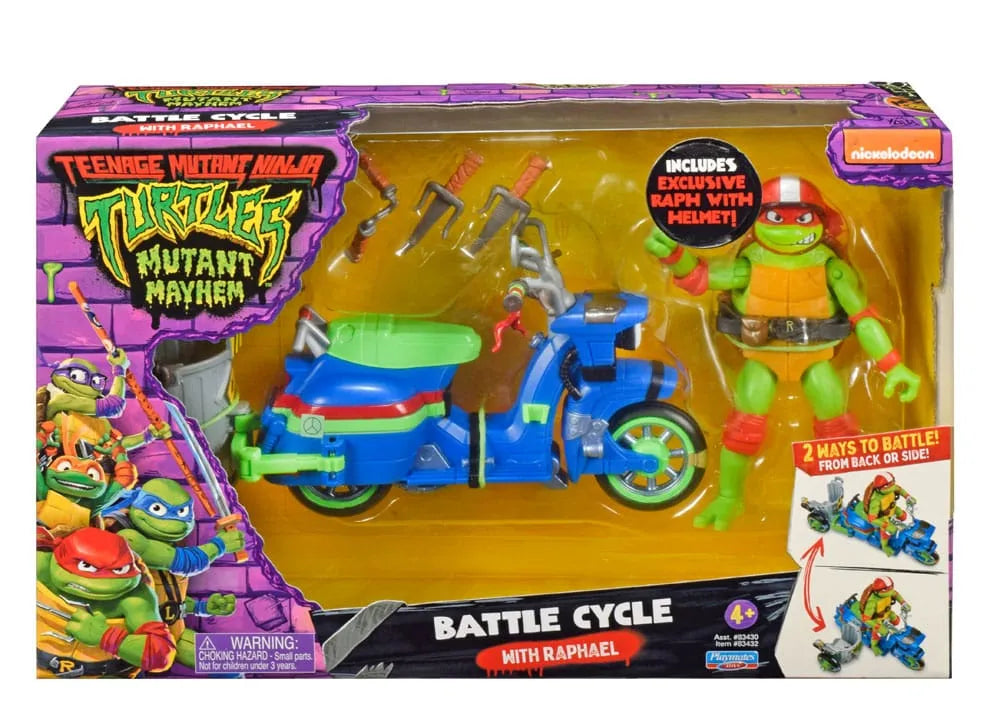 Teenage Mutant Ninja Turtles: Mutant Mayhem Action Figur Raphael & Scooter mit Seitenwagen 11 cm - Smalltinytoystore