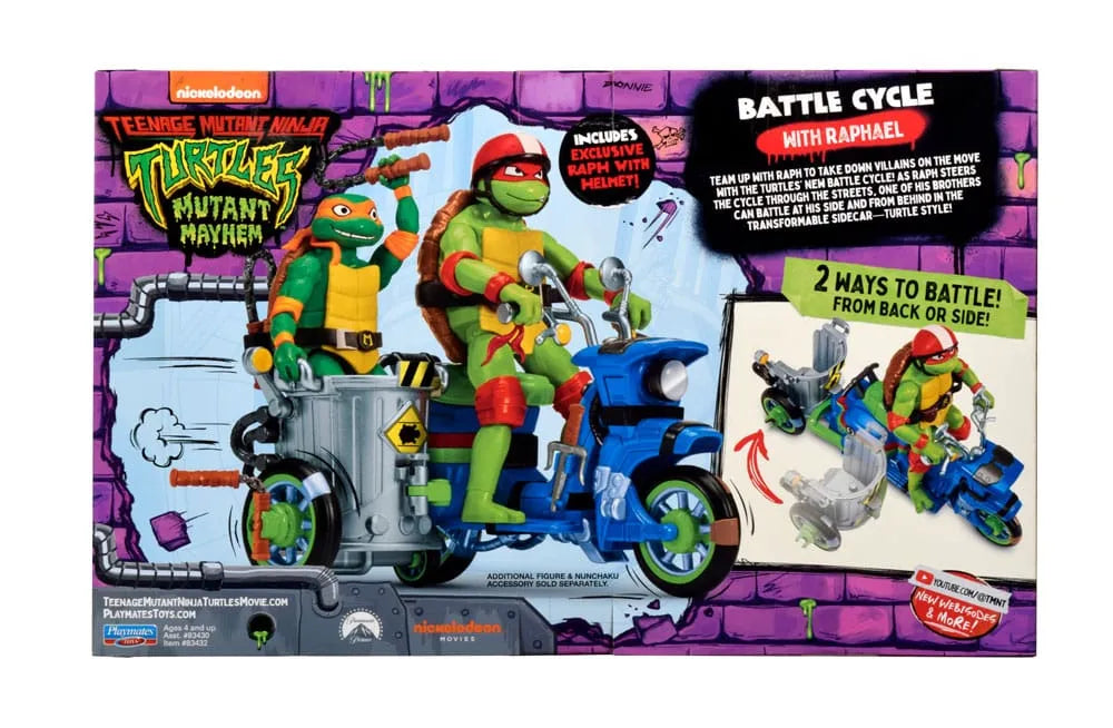 Teenage Mutant Ninja Turtles: Mutant Mayhem Action Figur Raphael & Scooter mit Seitenwagen 11 cm - Smalltinytoystore