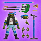 Teenage Mutant Ninja Turtles Actionfigur Rocker Leo mit Zubehör auf violettem Hintergrund, Smalltinytoystore
