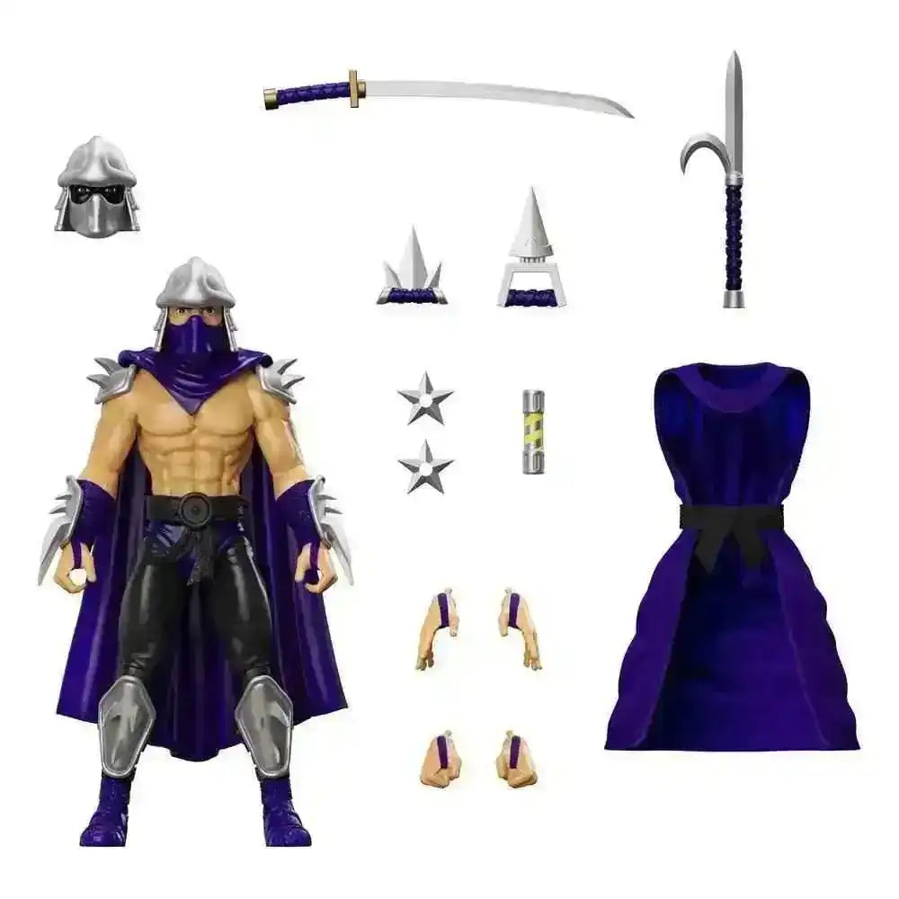 Teenage Mutant Ninja Turtles Shredder Actionfigur mit Silberrüstung und Zubehör, Smalltinytoystore