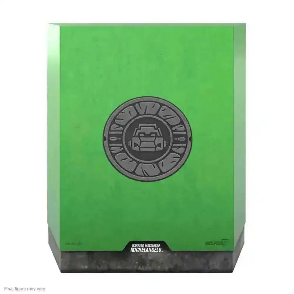 Grüne Verpackung der Teenage Mutant Ninja Turtles Ultimates Warrior Metalhead Michelangelo Actionfigur bei Smalltinytoystore