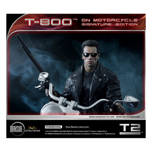 Terminator 2 Statue T-800 On Motorcycle Limited Signature Edition Exclusive 70 cm - Smalltinytoystore
