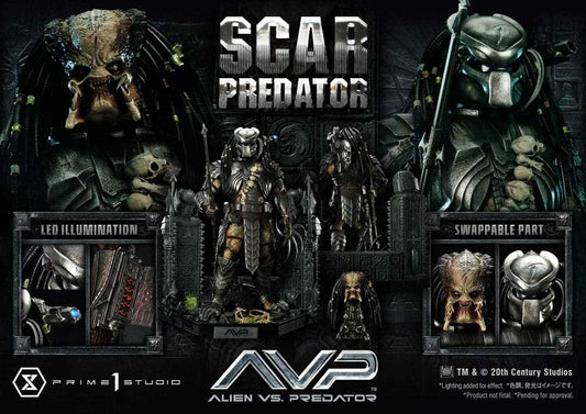 The Alien vs. Predator Museum Masterline Series Statue 1/3 Scar Predator Deluxe Bonus Version 93 cm - Smalltinytoystore