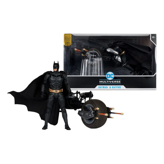 The Dark Knight DC Multiverse Actionfigur mit Fahrzeug Batman & The Batpod 18 cm - Smalltinytoystore