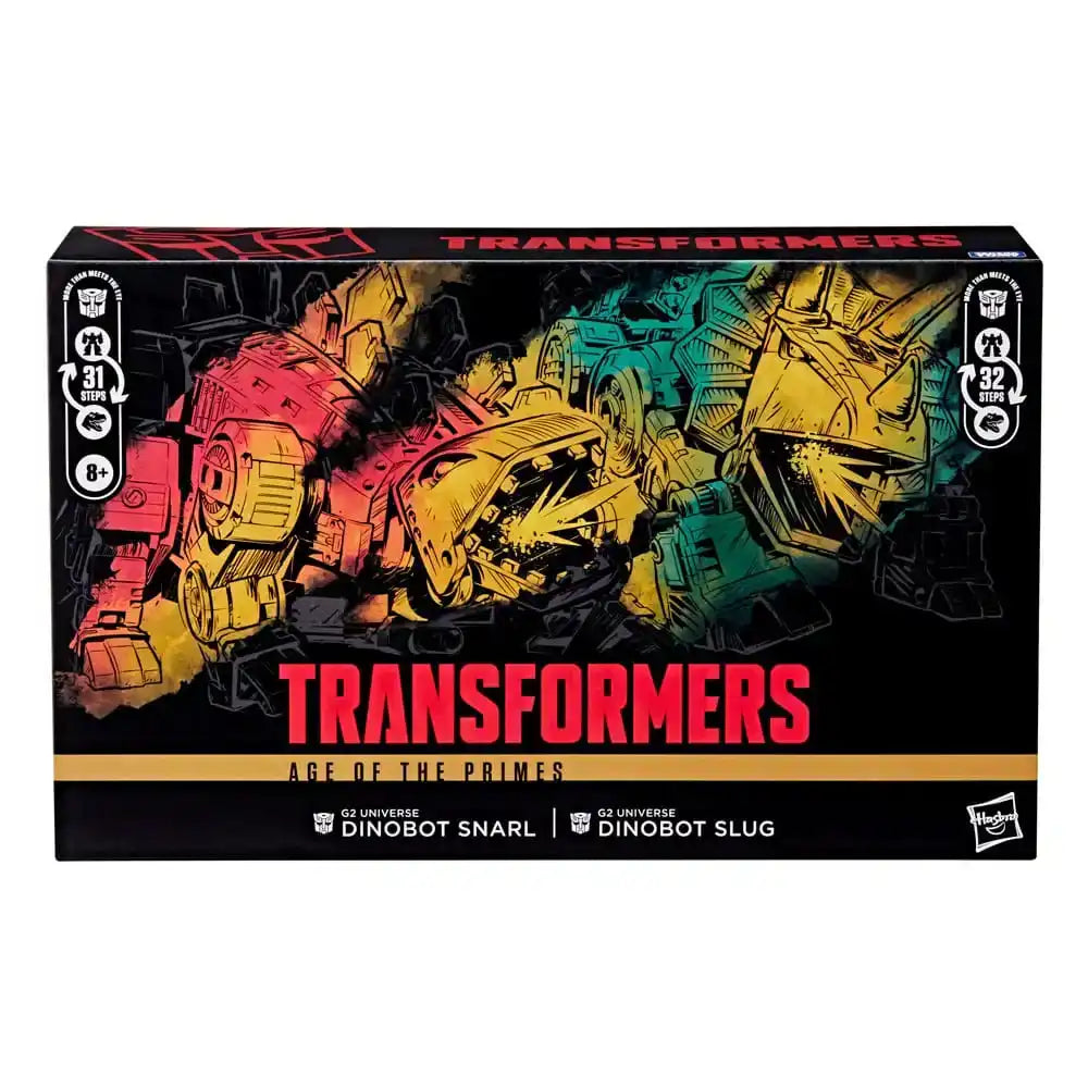Transformers Age of the Primes Leader Class Actionfiguren 2er-Pack G2 Universe Dinobots Snarl & Slug 19 cm - Smalltinytoystore