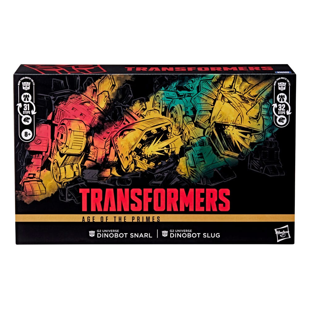 Transformers Age of the Primes Leader Class Actionfiguren 2er-Pack G2 Universe Dinobots Snarl & Slug 19 cm - Smalltinytoystore
