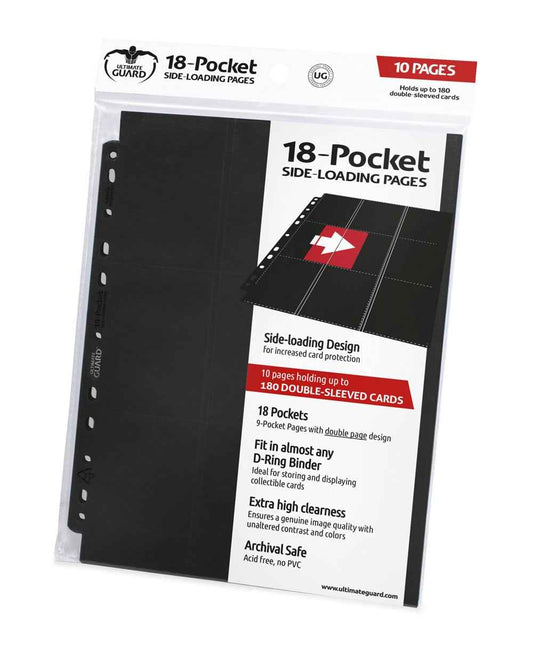 Ultimate Guard 18-Pocket Pages Side-Loading Schwarz (10) - Smalltinytoystore