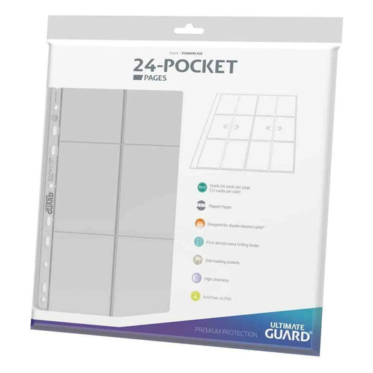 Ultimate Guard 24-Pocket QuadRow Pages Side-Loading Transparent (10) - Smalltinytoystore