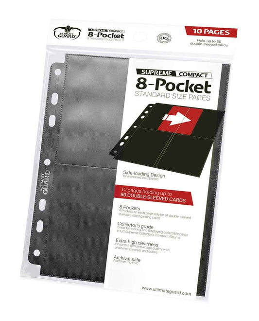 Ultimate Guard 8-Pocket Compact Pages Side-Loading Schwarz (10) - Smalltinytoystore